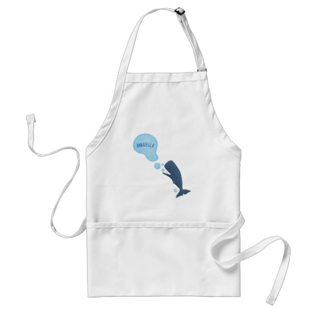 Cute sperm whale blowing bubbles cartoon standard apron (Front)