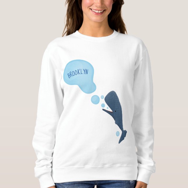 Cute sperm whale blowing bubbles cartoon sweatshirt (Front)