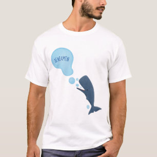 Cute sperm whale blowing bubbles cartoon T-Shirt