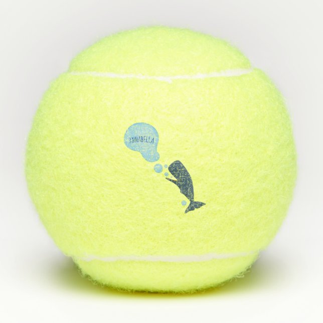 Cute sperm whale blowing bubbles cartoon tennis balls (Front)