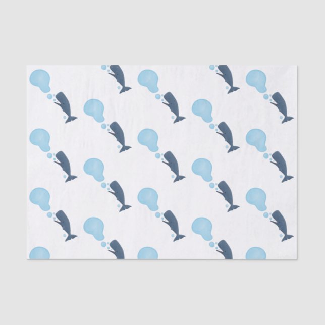 Cute sperm whale blowing bubbles cartoon tissue paper (Front)