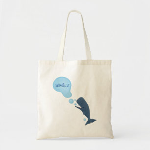 Cute sperm whale blowing bubbles cartoon tote bag