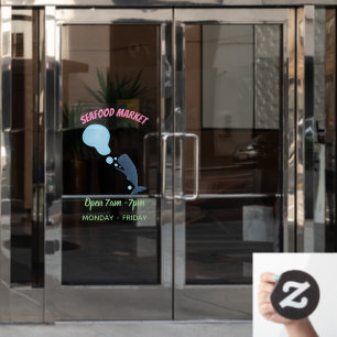 Cute sperm whale blowing bubbles cartoon window cling