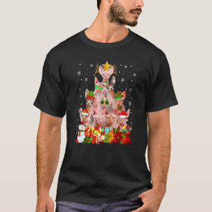 Cute Sphynx Cat Christmas Tree Ornament Cat Xmas T-Shirt