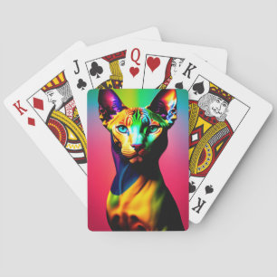 Cute Sphynx Cat Colourful Art Playing Cards
