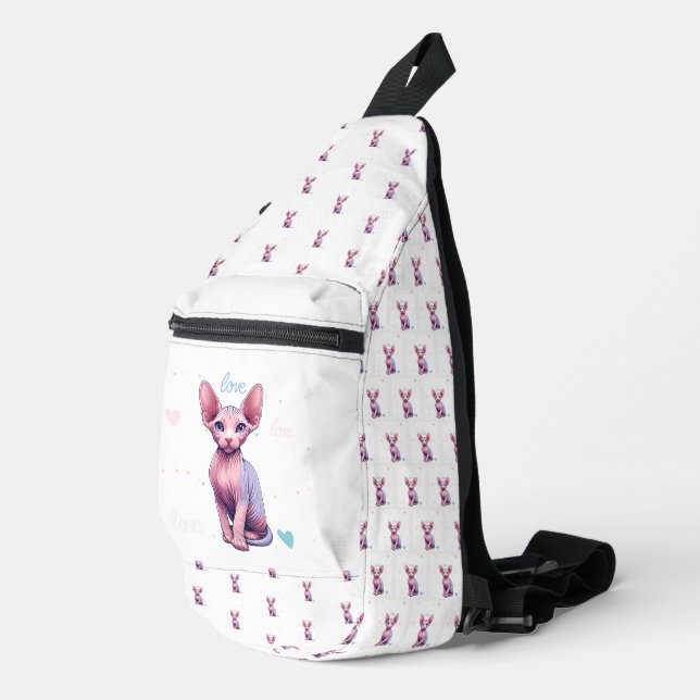 Cute Sphynx Cats Love Hearts Back to School Bag  (Right Corner)