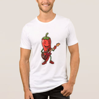 Cute Spicy Chilli Pepper Playing Electric Guitar Tri-Blend Shirt