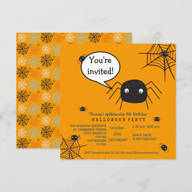 Cute Spider Birthday/Halloween Child's (Front/Back)