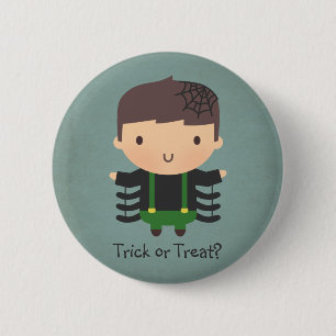 Cute Spider Boy Costume Halloween Button