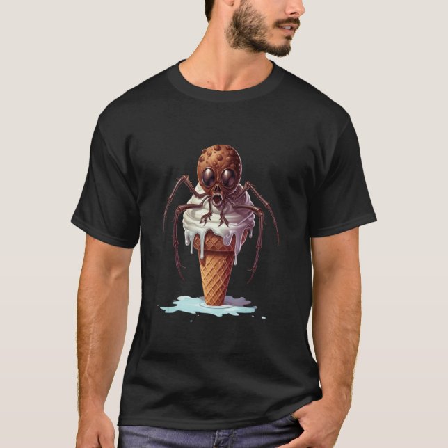 Cute Spider eats Ice Cream  Summer Kids Ice Cream T-Shirt (Front)