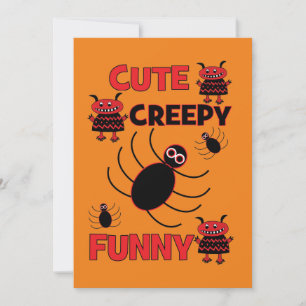 Cute Spider Funny Creepy Halloween Party Holiday Invitation