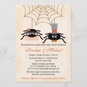 Cute Spider Halloween Couples Shower Invitation