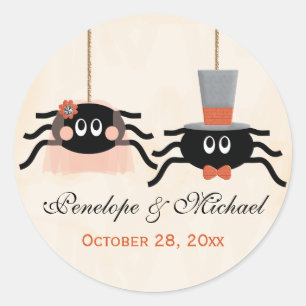 Cute Spider Halloween Wedding Classic Round Sticker