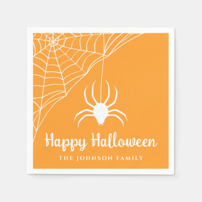 Cute Spider Happy Halloween Napkin (Front)