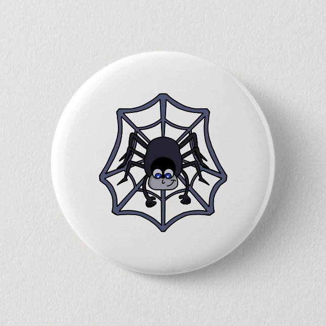 Cute spider in the web 6 cm round badge (Front)