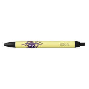 Cute spider in top hat cartoon black ink pen