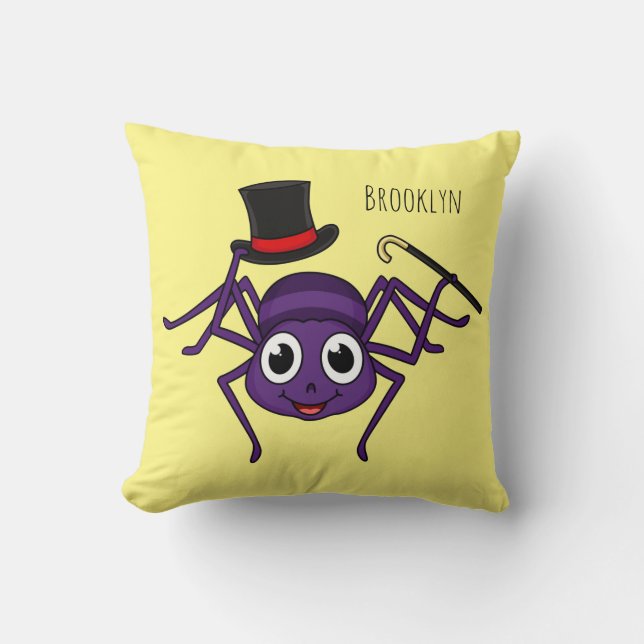 Cute spider in top hat cartoon  cushion (Front)