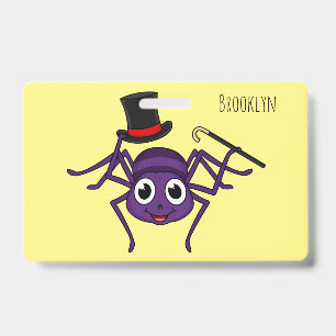 Cute spider in top hat cartoon ID badge