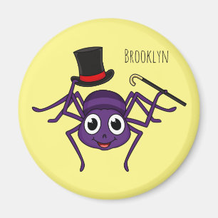 Cute spider in top hat cartoon magnet