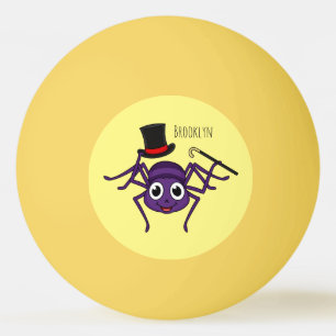 Cute spider in top hat cartoon ping pong ball