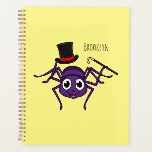 Cute spider in top hat cartoon planner