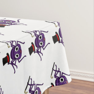 Cute spider in top hat cartoon tablecloth