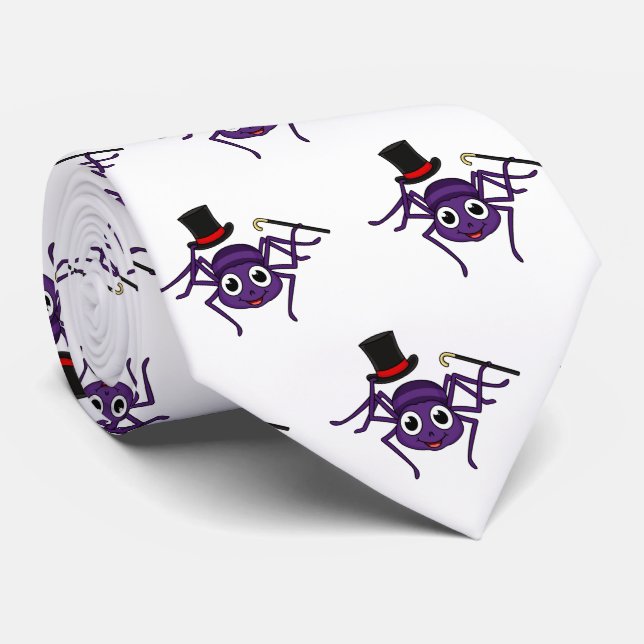 Cute spider in top hat cartoon tie (Rolled)