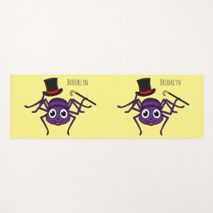 Cute spider in top hat cartoon yoga mat
