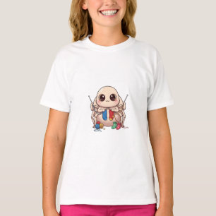 Cute Spider Knitting With Yarn Kids T-Shirt