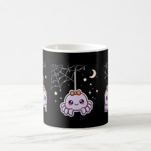 Cute Spider On Sparkly Web Halloween Coffee Mug