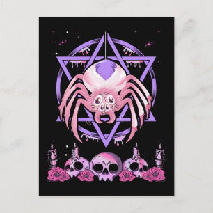 Cute Spider Satan Moon Pastel Goth Kawaii Postcard