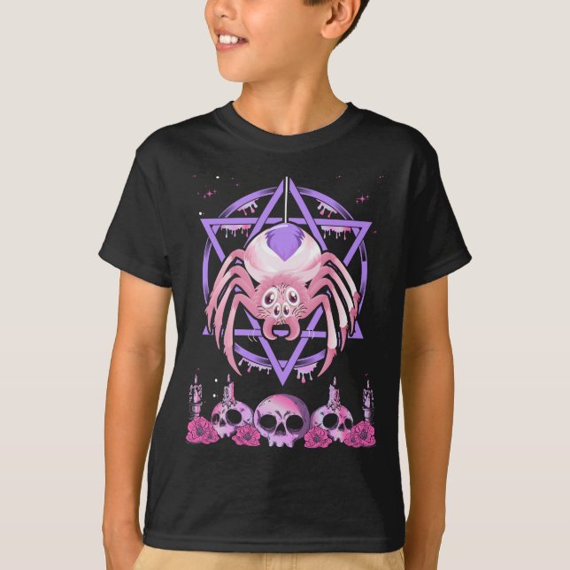Cute Spider Satan Moon Pastel Goth Kawaii T-Shirt (Front)