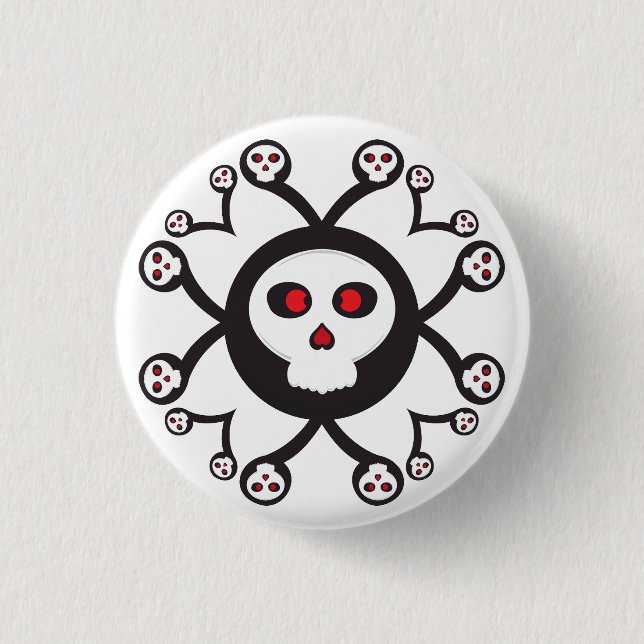 cute spider skull cartoon 3 cm round badge (Front)