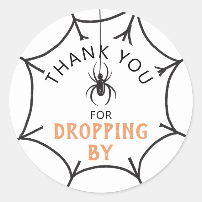 Cute Spider Thank You For Dropping By Halloween Classic Round Sticker (Front)