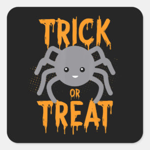 Cute Spider - Trick Or Treat- Halloween Square Sticker
