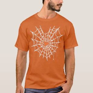Cute Spider Web Cobweb Heart Halloween Orange T-Shirt