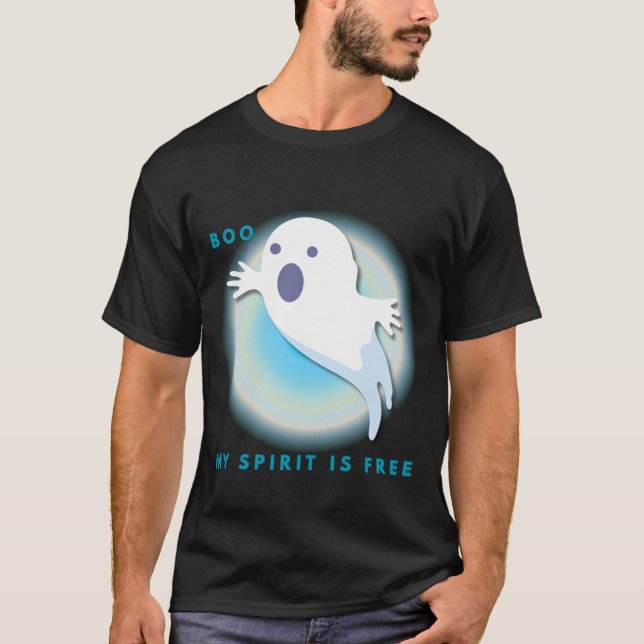 Cute Spiritual Ghost – My spirit is free Quote T-S T-Shirt (Front)