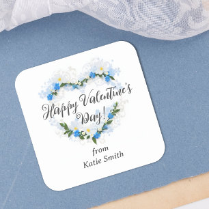 Cute Splendid Blue Shades Floral Valentine's Day  Square Sticker
