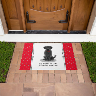 Cute Spoiled Rotten Black Labrador Retriever Dog Doormat
