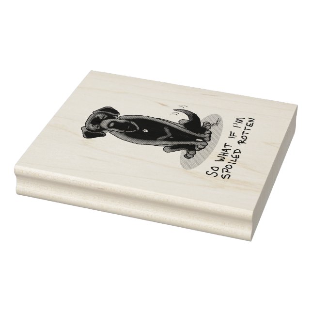 Cute Spoiled Rotten Black Labrador Retriever Dog Rubber Stamp (Stamp)