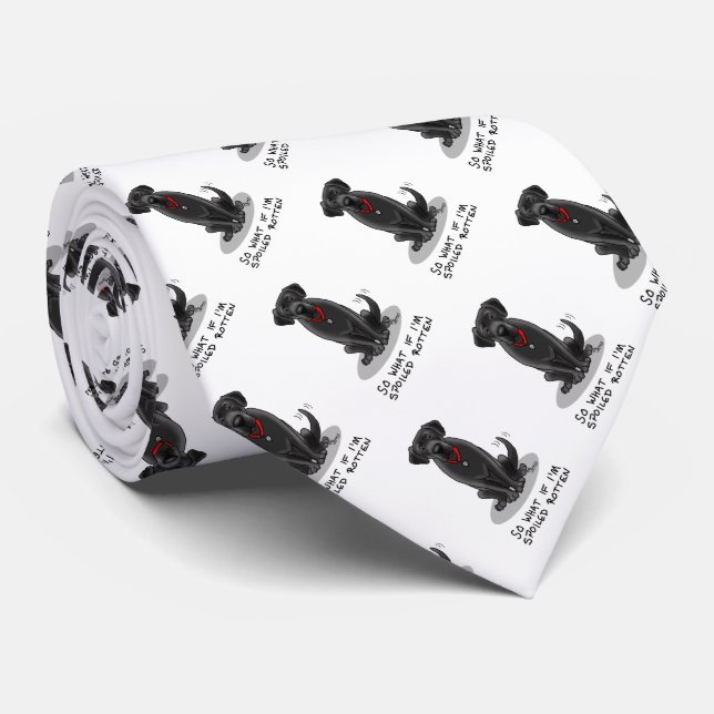 Cute Spoiled Rotten Black Labrador Retriever Dog Tie (Rolled)