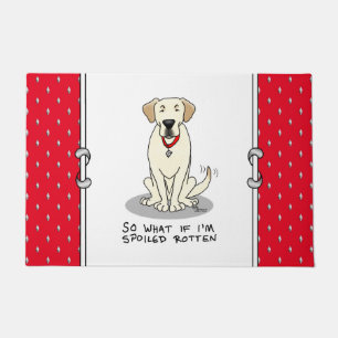 Cute Spoiled Rotten Yellow Labrador Retriever Dog Doormat