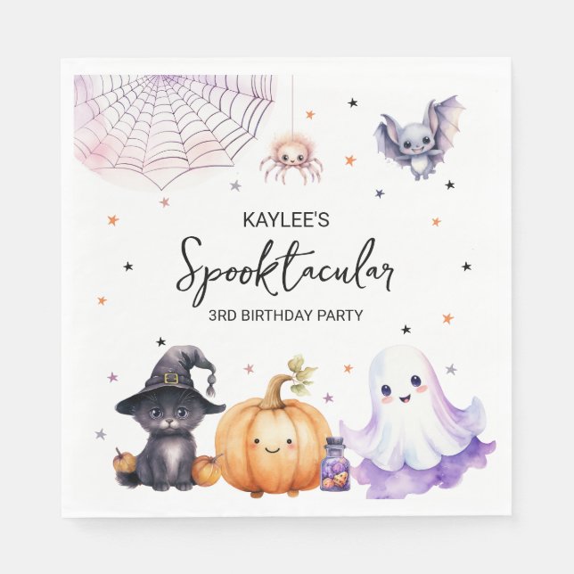 Cute Spooktacular Birthday Party Napkin (Front)