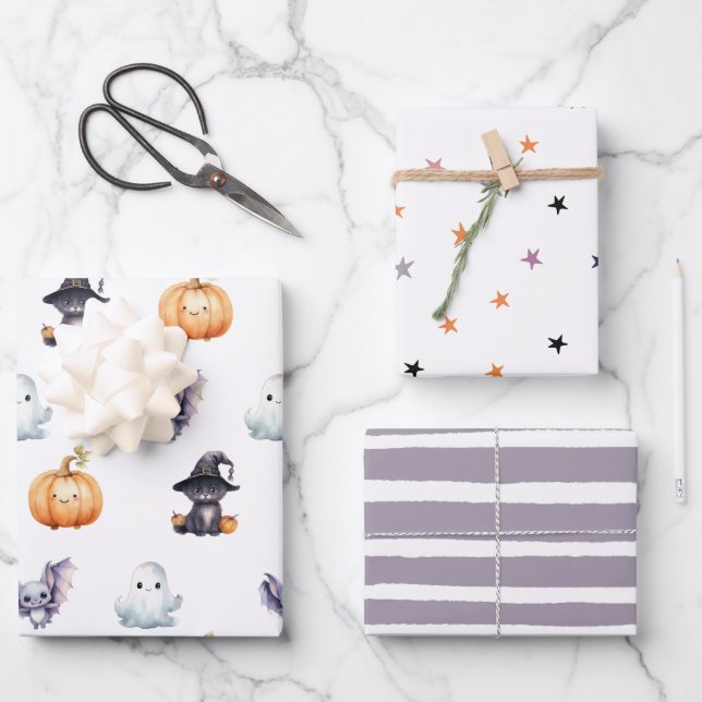 Cute Spooktacular Birthday Wrapping Paper Sheet (Front)
