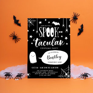 Cute Spooktacular Black Kids Halloween Birthday Invitation