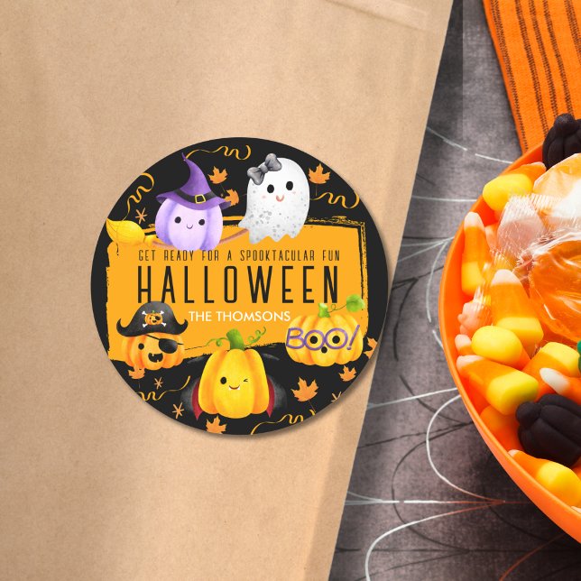 Cute Spooktacular Fun Halloween Night  Classic Round Sticker (Creator Uploaded)