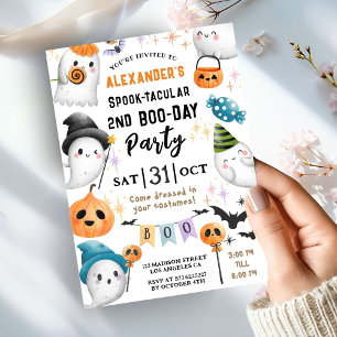 Cute Spooktacular Halloween 2nd Birthday Cute Boy Invitation