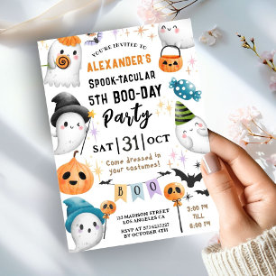 Cute Spooktacular Halloween 5th Birthday Cute Boy Invitation