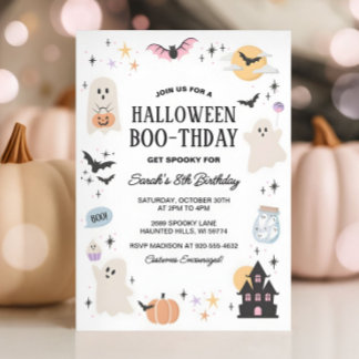 Cute Spooktacular Halloween Birthday Pastel Invitation