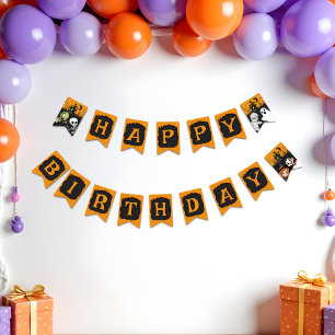Cute Spooktacular Halloween Monster Happy Birthday Bunting